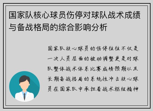 国家队核心球员伤停对球队战术成绩与备战格局的综合影响分析 国家队核心球员伤停对球队战术成绩与备战格局的综合影响分析